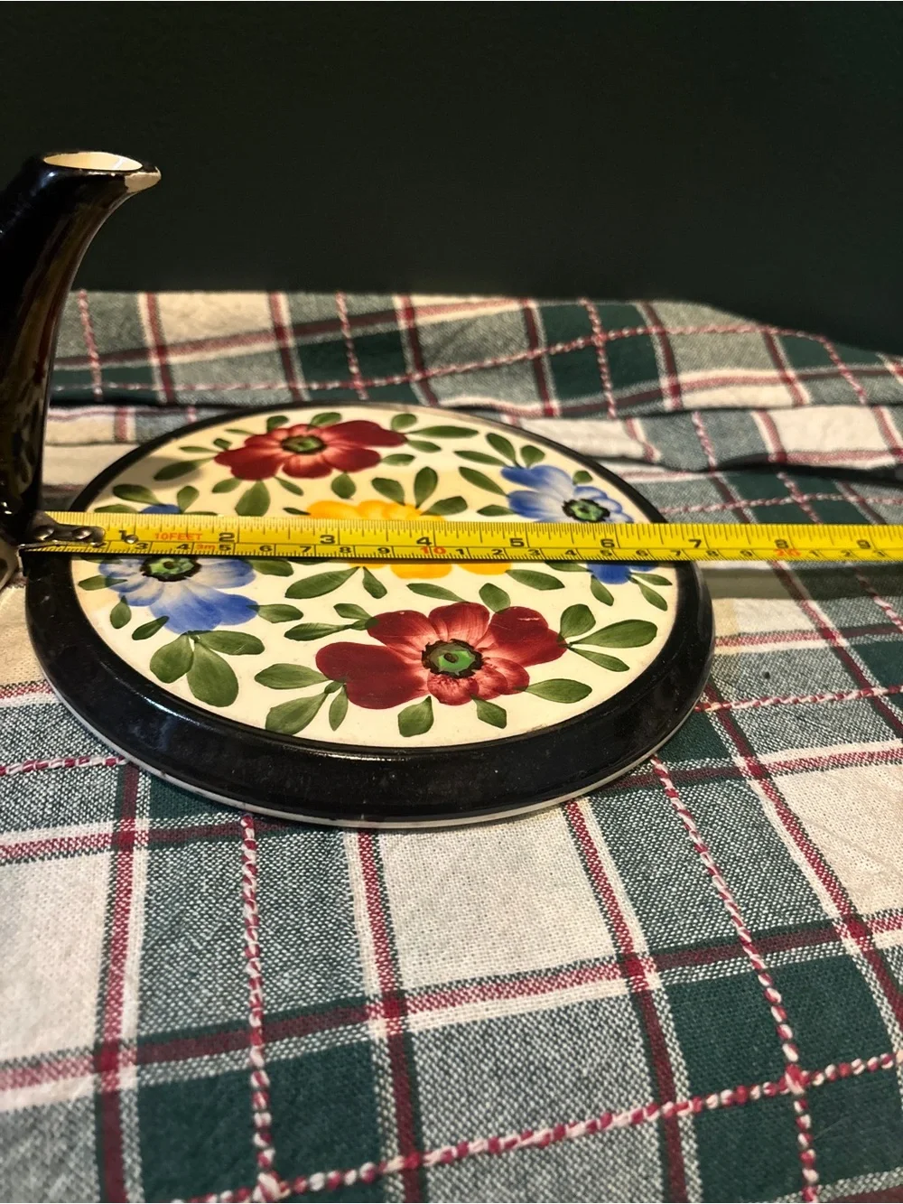 3 pc Vintage Hand-Painted Floral Ceramic Teapot with Stand